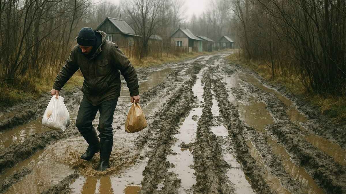 Жители садов под Березовским в ловушке: дорогу смыло дождями