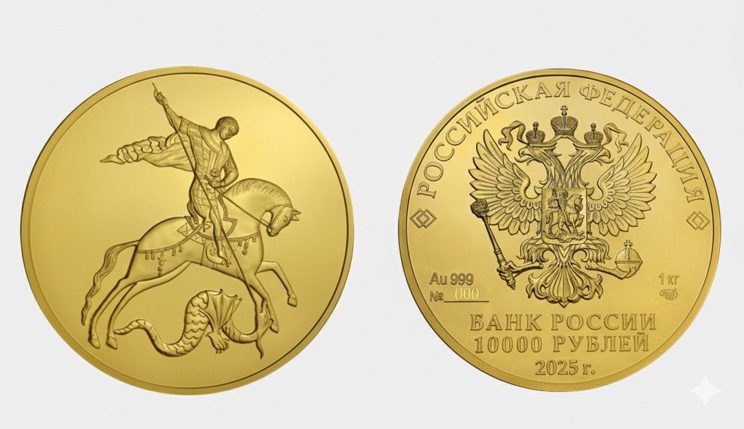Банк России выпустил килограммовую золотую монету Георгий Победоносец